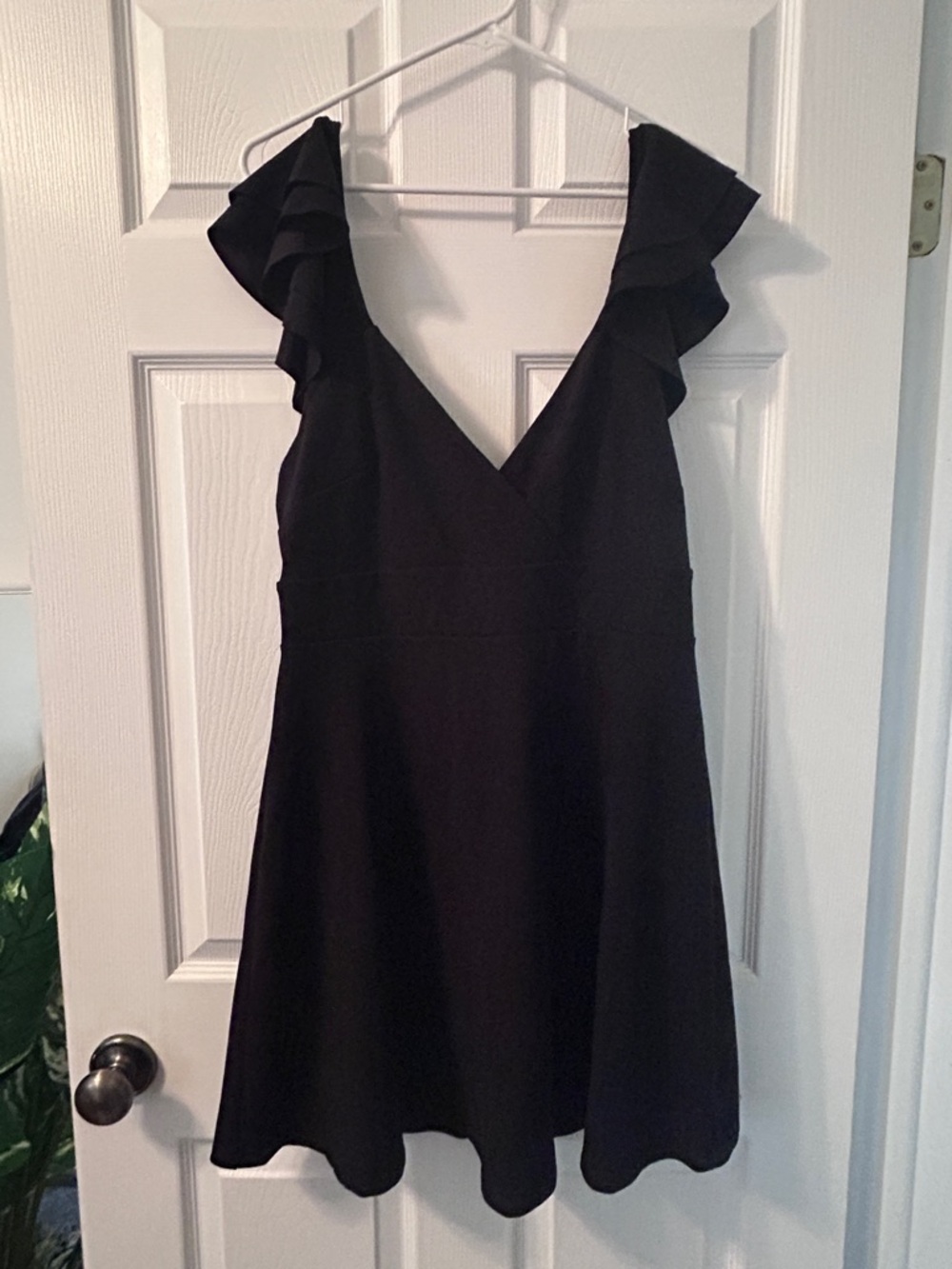 NWOT Women's Altar’d State Black V-Neck Ruffle Strap Tie Back Dress